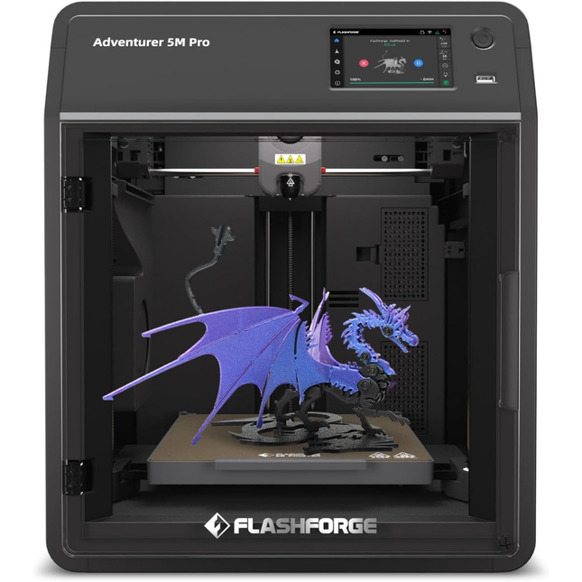 Flashforge Adventurer 5M Pro High Speed 3D Printer 600mm/s Touchscreen – Gebruiksvriendelijk - Quick-Detach Nozzle - Dual HEPA Filter – 220×220×220 mm - WiFi - Live Video Monitor - Smart App
