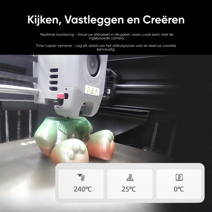 Flashforge Adventurer 5M Pro High Speed 3D Printer 600mm/s Touchscreen – Gebruiksvriendelijk - Quick-Detach Nozzle - Dual HEPA Filter – 220×220×220 mm - WiFi - Live Video Monitor - Smart App