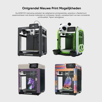 Flashforge Adventurer 5M High Speed 3D Printer 600mm/s Touchscreen – Kindvriendelijk - Quick-Detach Nozzle - 220×220×220 mm - WiFi - Smart App