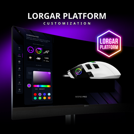 LORGAR Pro MSP80 Gaming Mouse (LRG-MSP80-WH) - 8K Precision and RGB Display