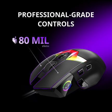 LORGAR Pro MSP80 Gaming Mouse (LRG-MSP80-WH) - 8K Precision and RGB Display