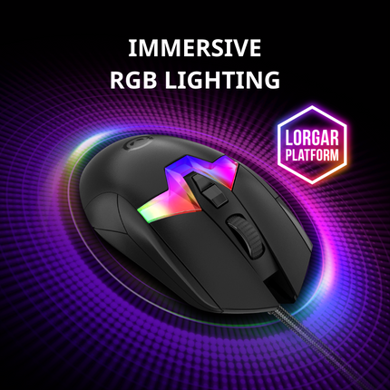LORGAR Pro MSP80 Gaming Mouse (LRG-MSP80-WH) - 8K Precision and RGB Display