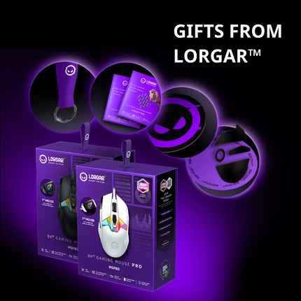 LORGAR Pro MSP80 Gaming Mouse (LRG-MSP80-WH) - 8K Precision and RGB Display